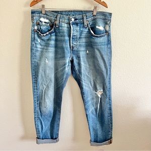 Levi’s 501 Rolled Hem Distressed Button Fly Jeans Sz 32